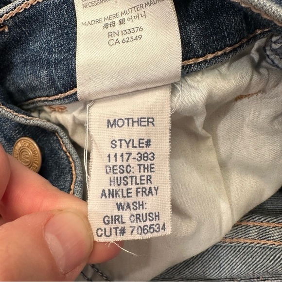 MOTHER The Hustler Ankle Fray, Girl Crush Jeans Size 24 - Picture 4 of 6